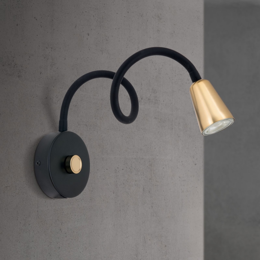 Ρυθμιζόμενη εύκαμπτη επιτοίχια απλίκα DOTTY 1xGU10/10W/230V σε μαύρο/ορείχαλκο
