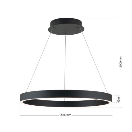 LED ρυθμιζόμενο κρεμαστό φωτιστικό με καλώδιο KOLK LED/60W/230V 2700/3000/4000K Ø 60 cm μαύρο