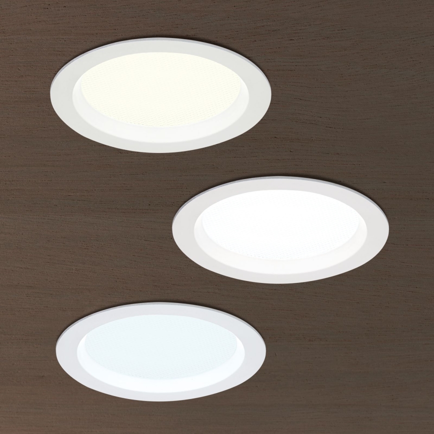 Ρυθμιζόμενο εντοιχισμένο φωτιστικό οροφής μπάνιου OFFICE LED, 25W, 230V, 3000/4000/6000K, Ø 17 cm, UGR19, IP44, λευκό