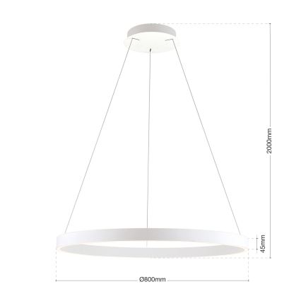 LED ρυθμιζόμενο κρεμαστό φωτιστικό σε καλώδιο KOLK LED/80W/230V 2700/3000/4000K pr. 80 cm λευκό