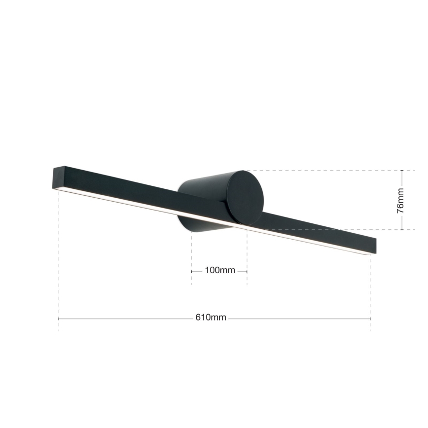 Φωτισμός καθρέφτη μπάνιου LED BEAUTY LED/12W/230V 61 cm IP54 μαύρο