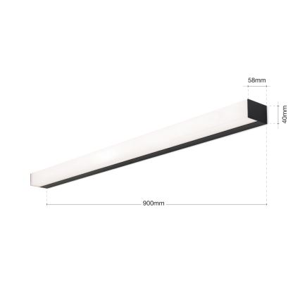 Φωτισμός καθρέφτη μπάνιου LED HORIZON LED/18W/230V 3000/4000K 90 cm IP44 μαύρο