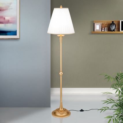 Επιδαπέδια λάμπα FONSA 1xE27/60W/230V λευκό/χρυσό