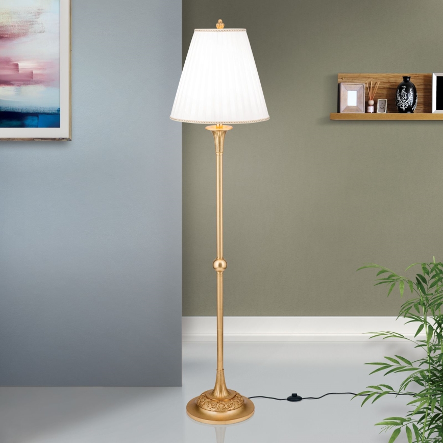 Επιδαπέδια λάμπα FONSA 1xE27/60W/230V λευκό/χρυσό