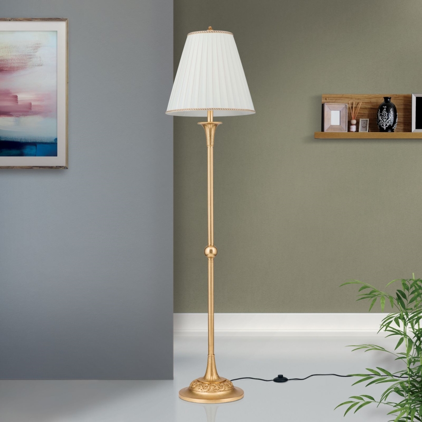 Επιδαπέδια λάμπα FONSA 1xE27/60W/230V λευκό/χρυσό