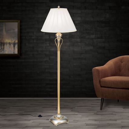 Επιδαπέδια λάμπα TIZIA 1xE27/60W/230V λευκό/χρυσό/πατίνα