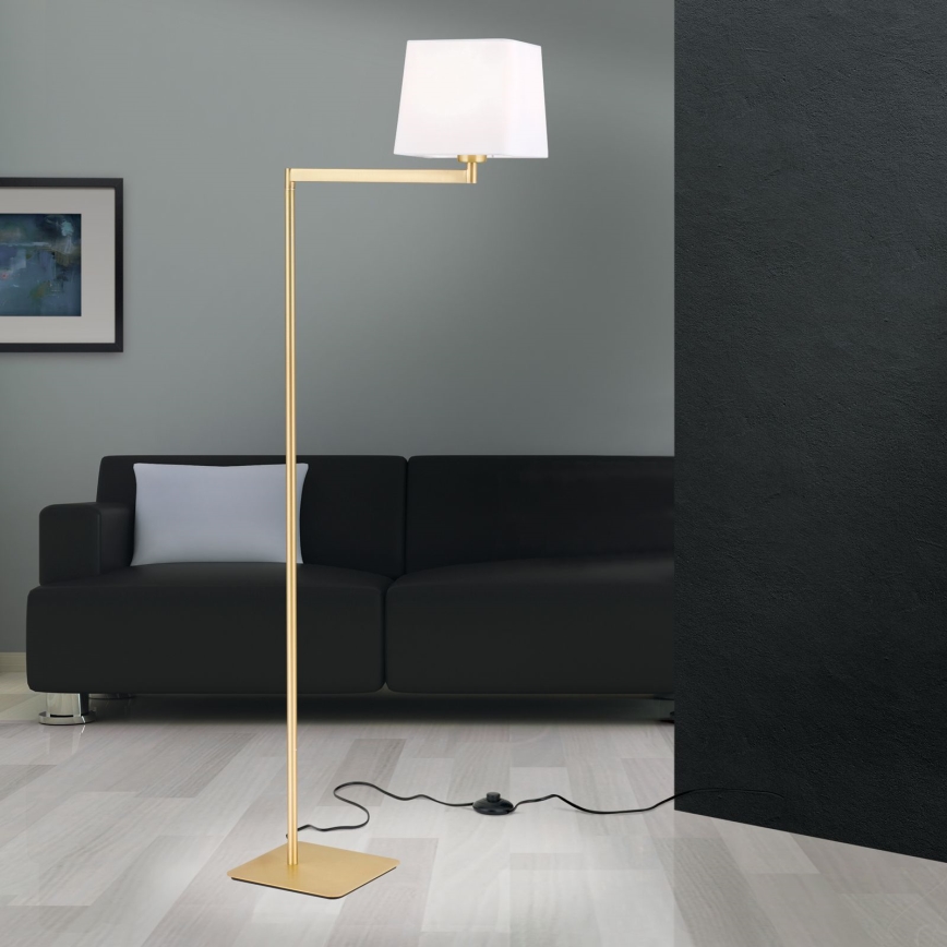 Επιδαπέδια λάμπα CARLTON 1xE27/40W/230V λευκό/χρυσό