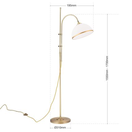 Επιδαπέδιο φωτιστικό OLD LAMP 1xE27/40W/230V λευκό/ορείχαλκος