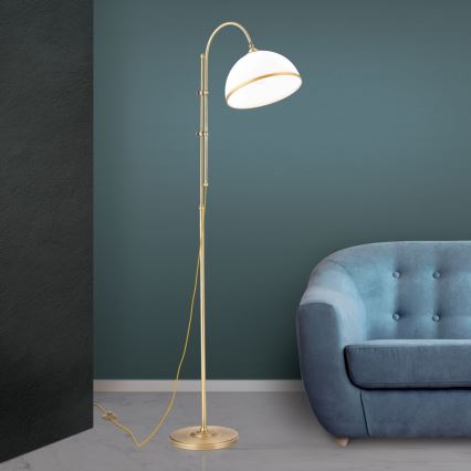 Επιδαπέδιο φωτιστικό OLD LAMP 1xE27/40W/230V λευκό/ορείχαλκος