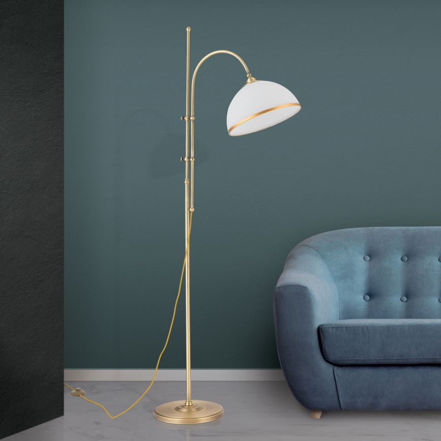 Επιδαπέδιο φωτιστικό OLD LAMP 1xE27/40W/230V λευκό/ορείχαλκος