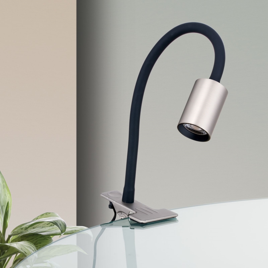 LED Εύκαμπτο Επιτραπέζιο φωτιστικό με κλιπ KURT LED/5W/230V ασημί