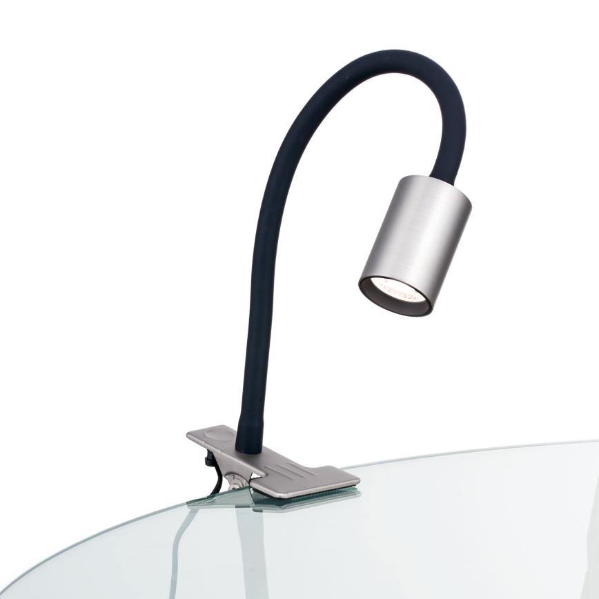 LED Εύκαμπτο Επιτραπέζιο φωτιστικό με κλιπ KURT LED/5W/230V ασημί