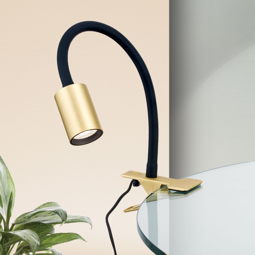 LED Εύκαμπτο Επιτραπέζιο φωτιστικό με κλιπ KURT LED/5W/230V χρυσό