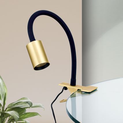 LED Εύκαμπτο Επιτραπέζιο φωτιστικό με κλιπ KURT LED/5W/230V χρυσό