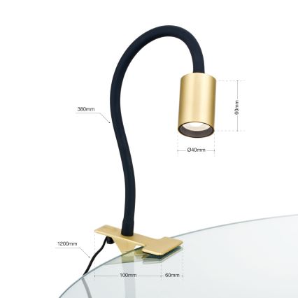 LED Εύκαμπτο Επιτραπέζιο φωτιστικό με κλιπ KURT LED/5W/230V χρυσό