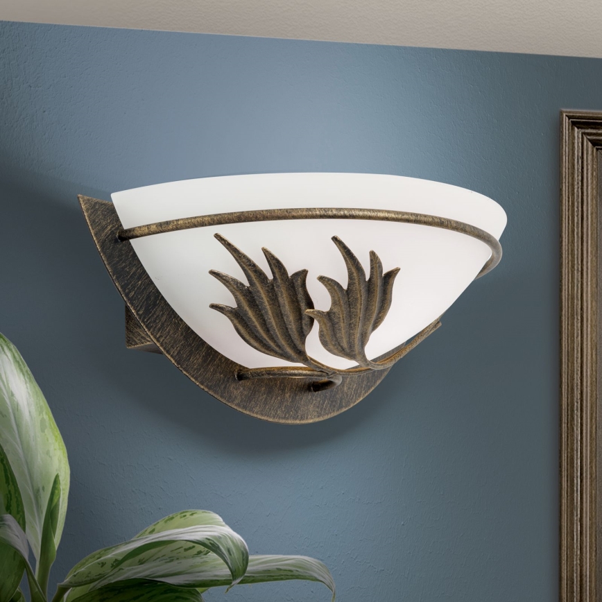 Φωτιστικό τοίχου FLEUR 1xE14/60W/230V μπρονζέ