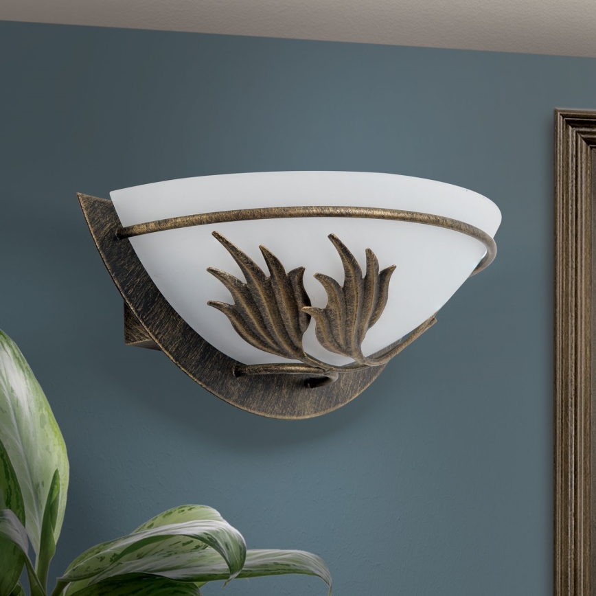 Φωτιστικό τοίχου FLEUR 1xE14/60W/230V μπρονζέ