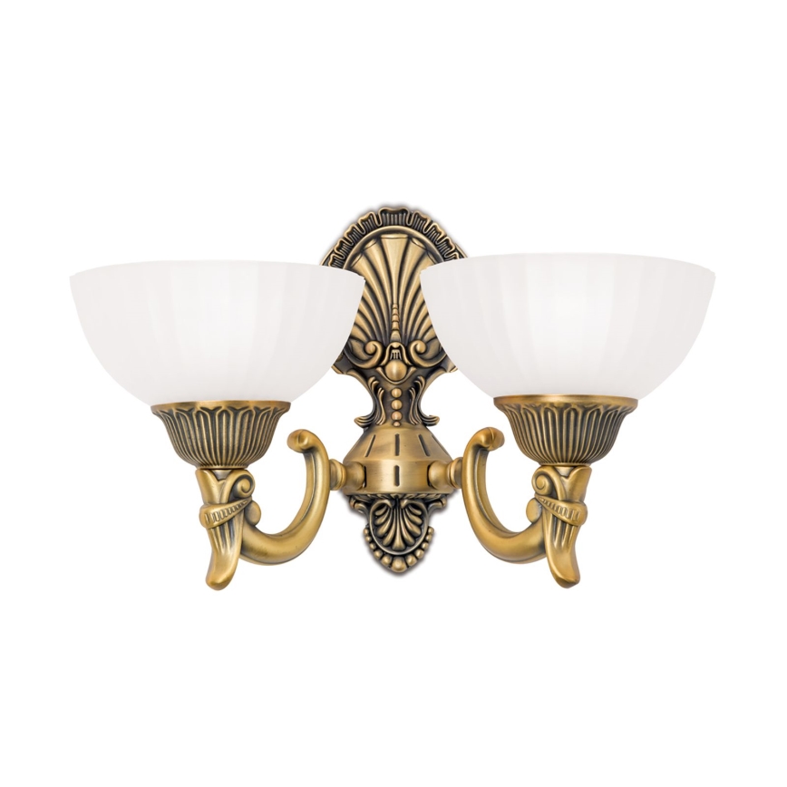 Λάμπα τοίχου ROCCA 2xE27/60W/230V μπρονζέ/λευκό