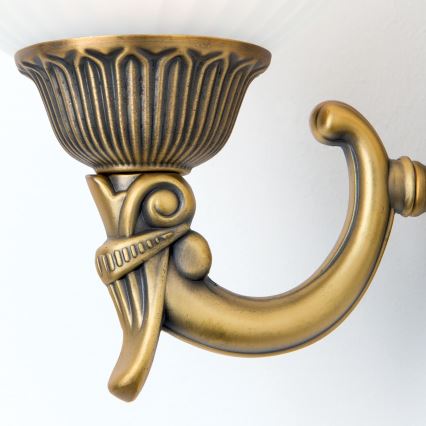 Λάμπα τοίχου ROCCA 2xE27/60W/230V μπρονζέ/λευκό