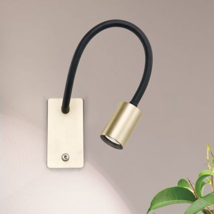 Εύκαμπτο φωτιστικό LED τοίχου- απλίκα  KURT LED/5W/230V χρυσό