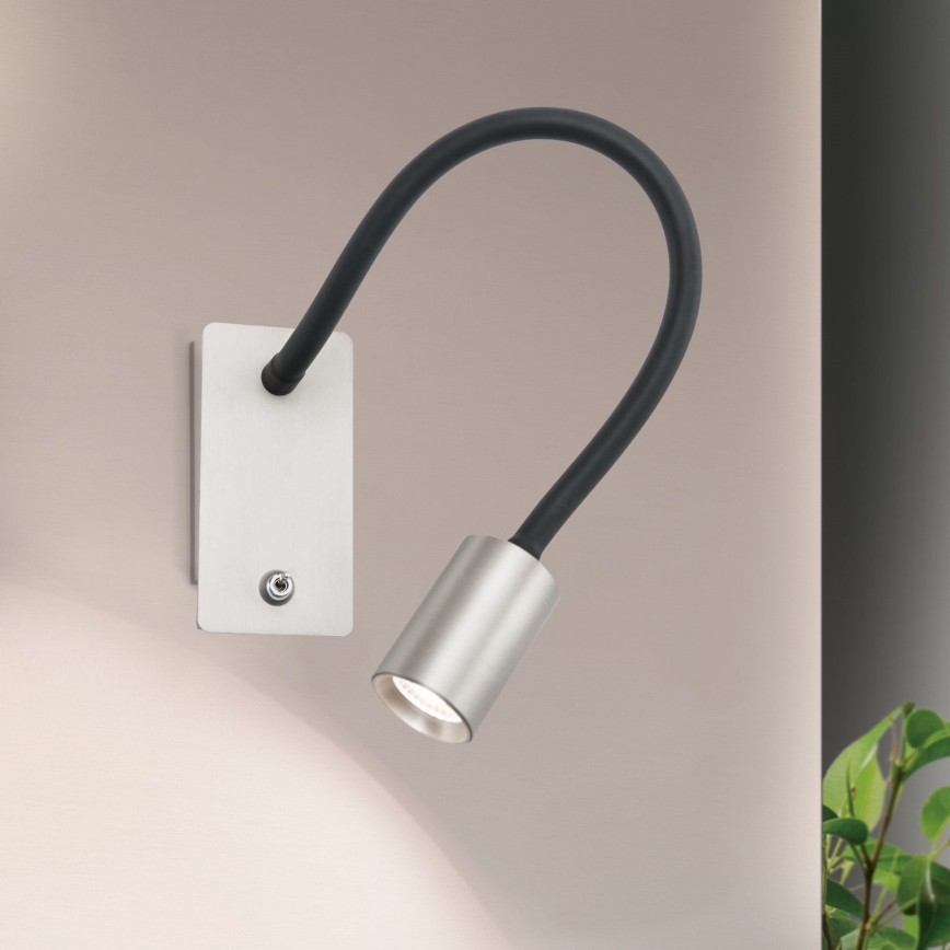 Εύκαμπτο φωτιστικό LED τοίχου- απλίκα  KURT LED/5W/230V ασημί
