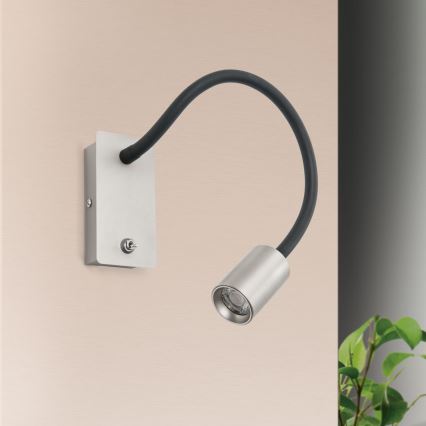 Εύκαμπτο φωτιστικό LED τοίχου- απλίκα  KURT LED/5W/230V ασημί