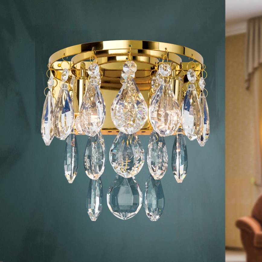 Κρυστάλλινο επιτοίχιο φωτιστικό CELESTE 2xG9/40W/230V χρυσό