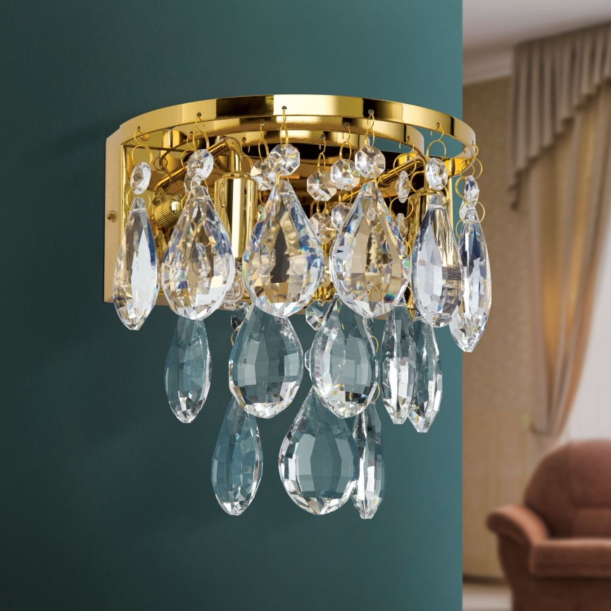 Κρυστάλλινο επιτοίχιο φωτιστικό CELESTE 2xG9/40W/230V χρυσό