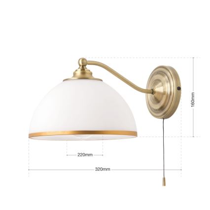 Λάμπα τοίχου OLD LAMP 1xE27/40W/230V λευκό/ορείχαλκος