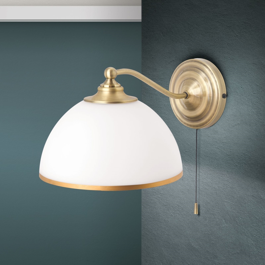 Λάμπα τοίχου OLD LAMP 1xE27/40W/230V λευκό/ορείχαλκος