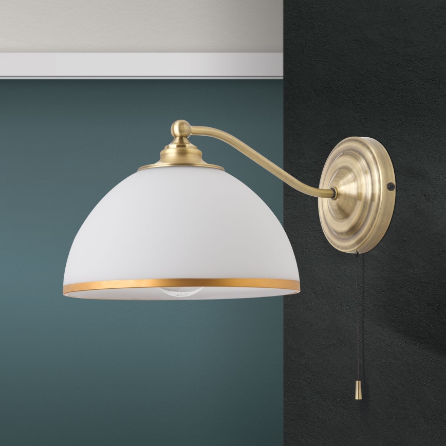 Λάμπα τοίχου OLD LAMP 1xE27/40W/230V λευκό/ορείχαλκος