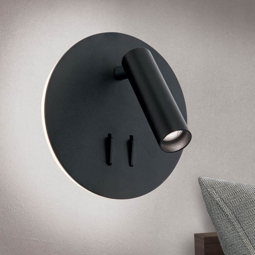 Φωτιστικό σποτ τοίχου LED LENNY LED/6W/230V + LED/3W μαύρο