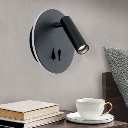 Φωτιστικό σποτ τοίχου LED LENNY LED/6W/230V + LED/3W μαύρο