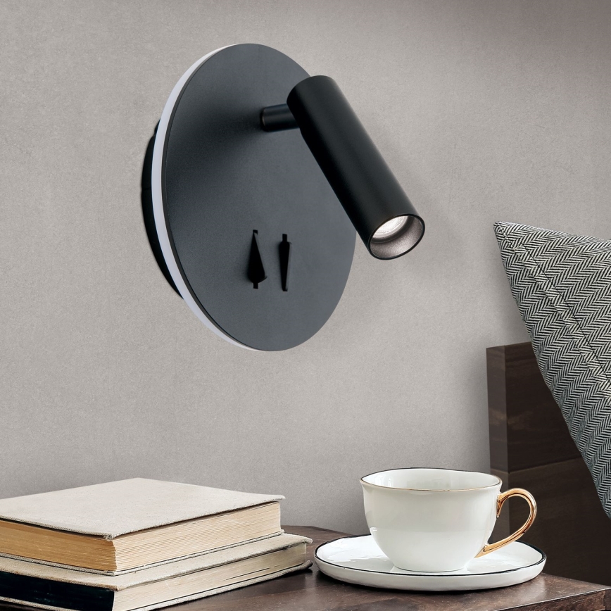 Φωτιστικό σποτ τοίχου LED LENNY LED/6W/230V + LED/3W μαύρο