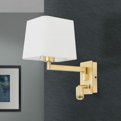 Φωτιστικό τοίχου LED CARLTON 1xE27/40W/230V + LED/3W λευκό/χρυσό