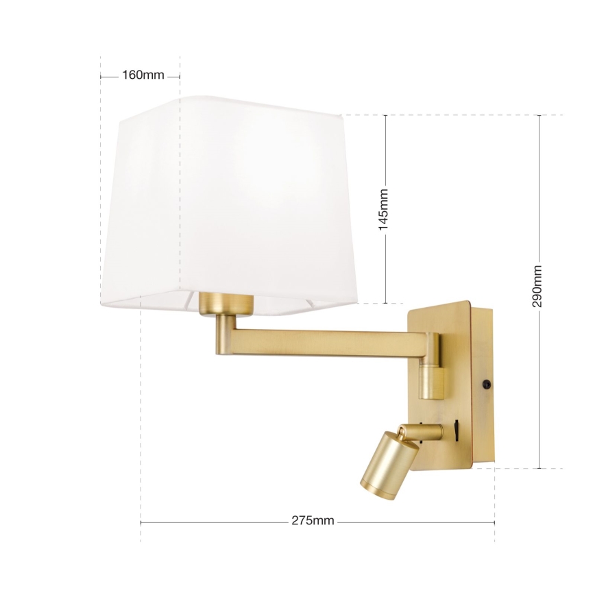 Φωτιστικό τοίχου LED CARLTON 1xE27/40W/230V + LED/3W λευκό/χρυσό