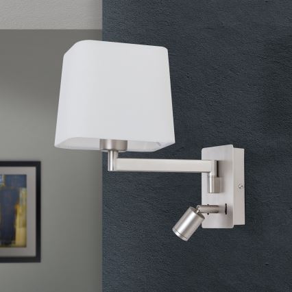 Φωτιστικό τοίχου LED CARLTON 1xE27/40W/230V + LED/3W λευκό/ματ χρώμιο
