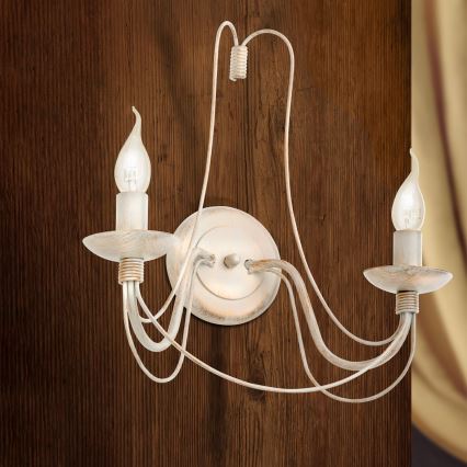 Λάμπα τοίχου VELA 2xE14/40W/230V λευκό/χρυσό/πατίνα