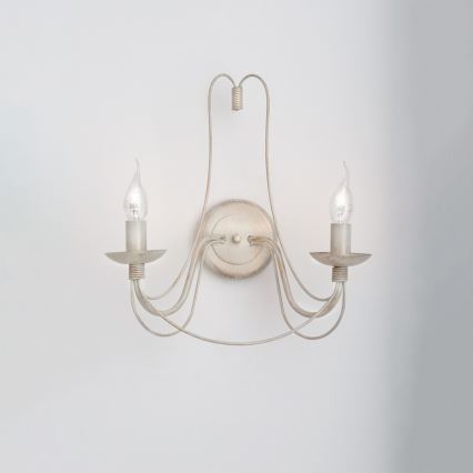 Λάμπα τοίχου VELA 2xE14/40W/230V λευκό/χρυσό/πατίνα