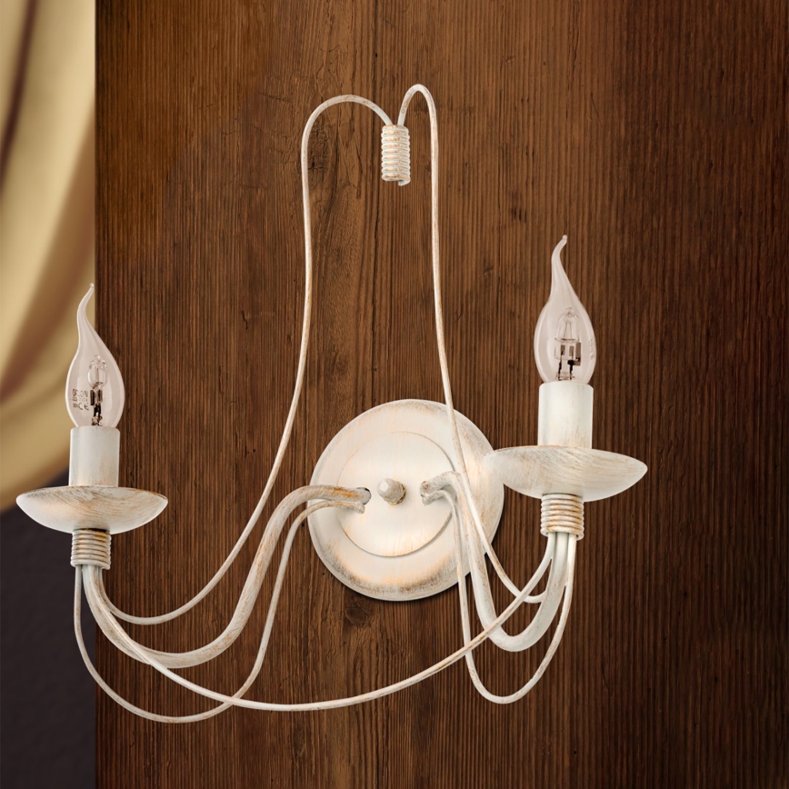 Λάμπα τοίχου VELA 2xE14/40W/230V λευκό/χρυσό/πατίνα