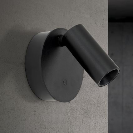 Επαναφορτιζόμενο ρυθμιζόμενο επιτοίχιο σποτ LED με έλεγχο αφής LUXY LED/1W/5V 2200 mAh 2700/3000/4000K μαύρο