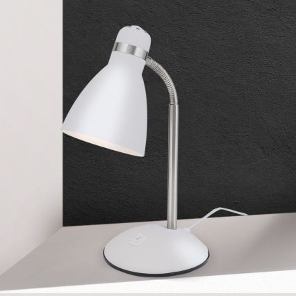 Επιτραπέζιο φωτιστικό SCHOOL 1xE27/40W/230V λευκό/ματ χρώμιο