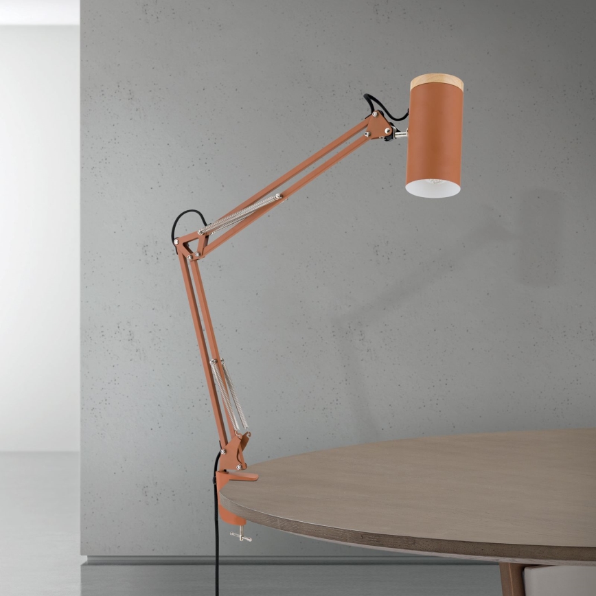 Επιτραπέζιο φωτιστικό με σφιγκτήρα GILI 1xE27/40W/230V σε χρώμα τούβλου