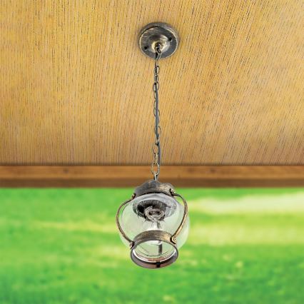 Εξωτερικό κρεμαστό φωτιστικό TAVERNA 1xE27/60W/230V IP23 μπρονζέ/πατίνα