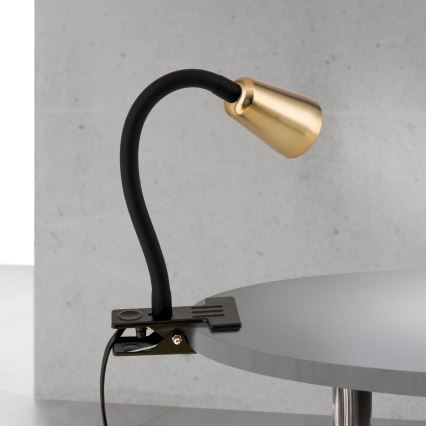 Ευλύγιστη επιτραπέζια λάμπα με κλιπ DOTTY 1xGU10/10W/230V ορείχαλκος/μαύρο