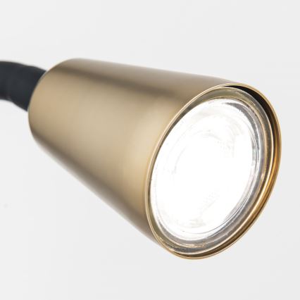 Ευλύγιστη επιτραπέζια λάμπα με κλιπ DOTTY 1xGU10/10W/230V ορείχαλκος/μαύρο