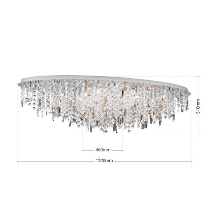 Κρυστάλλινο φωτιστικό οροφής CRYSTALRIVER 21xG9/40W/230V γυαλιστερό χρώμιο