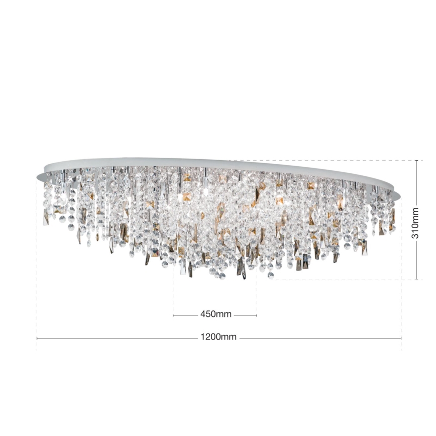 Κρυστάλλινο φωτιστικό οροφής CRYSTALRIVER 21xG9/40W/230V γυαλιστερό χρώμιο