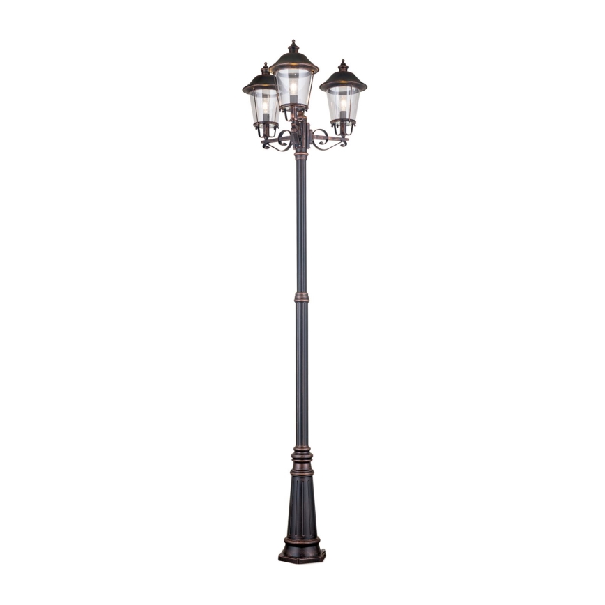 Λάμπα εξωτερικού χώρου KENZO 3xE27/100W/230V IP44 μπρονζέ/πατίνα