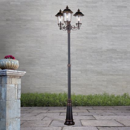 Λάμπα εξωτερικού χώρου KENZO 3xE27/100W/230V IP44 μπρονζέ/πατίνα
